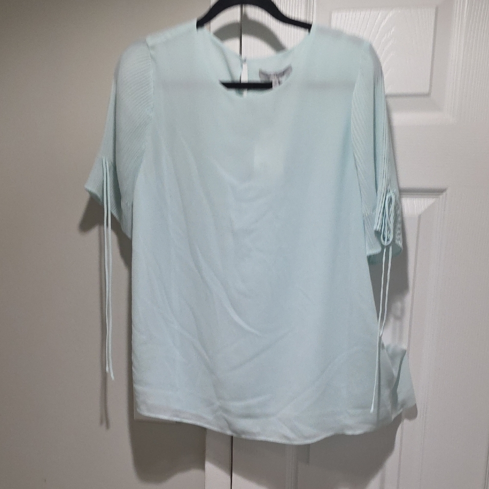 Naked Zebra Soft Blue Kim Pleated Blouse